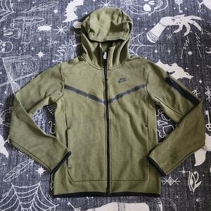 Nike Olive Green Tech Fleece Zip Up Hoodie